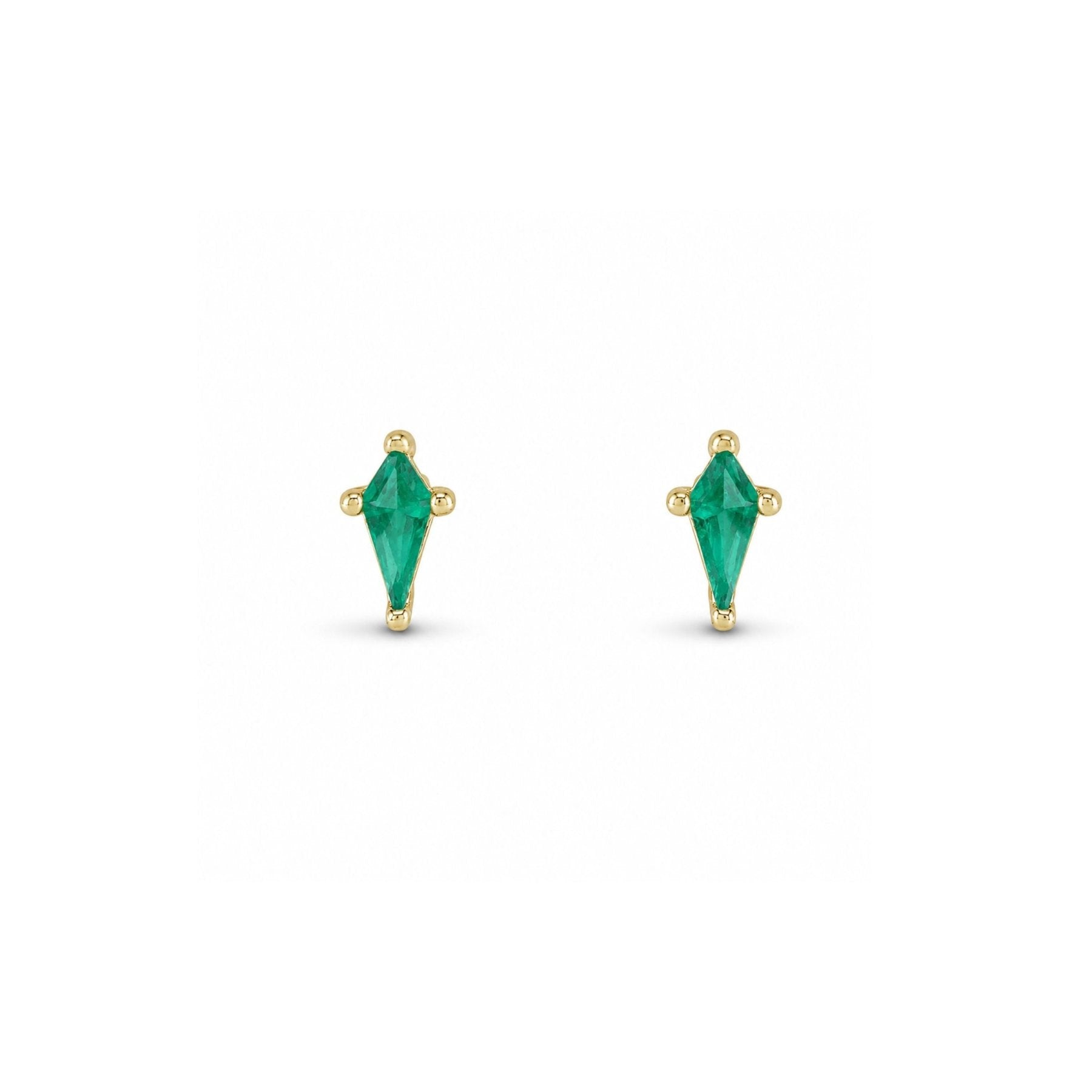 Kite Cut Gemstone Stud Earrings in Solid 14K Gold - Camille Jewelry