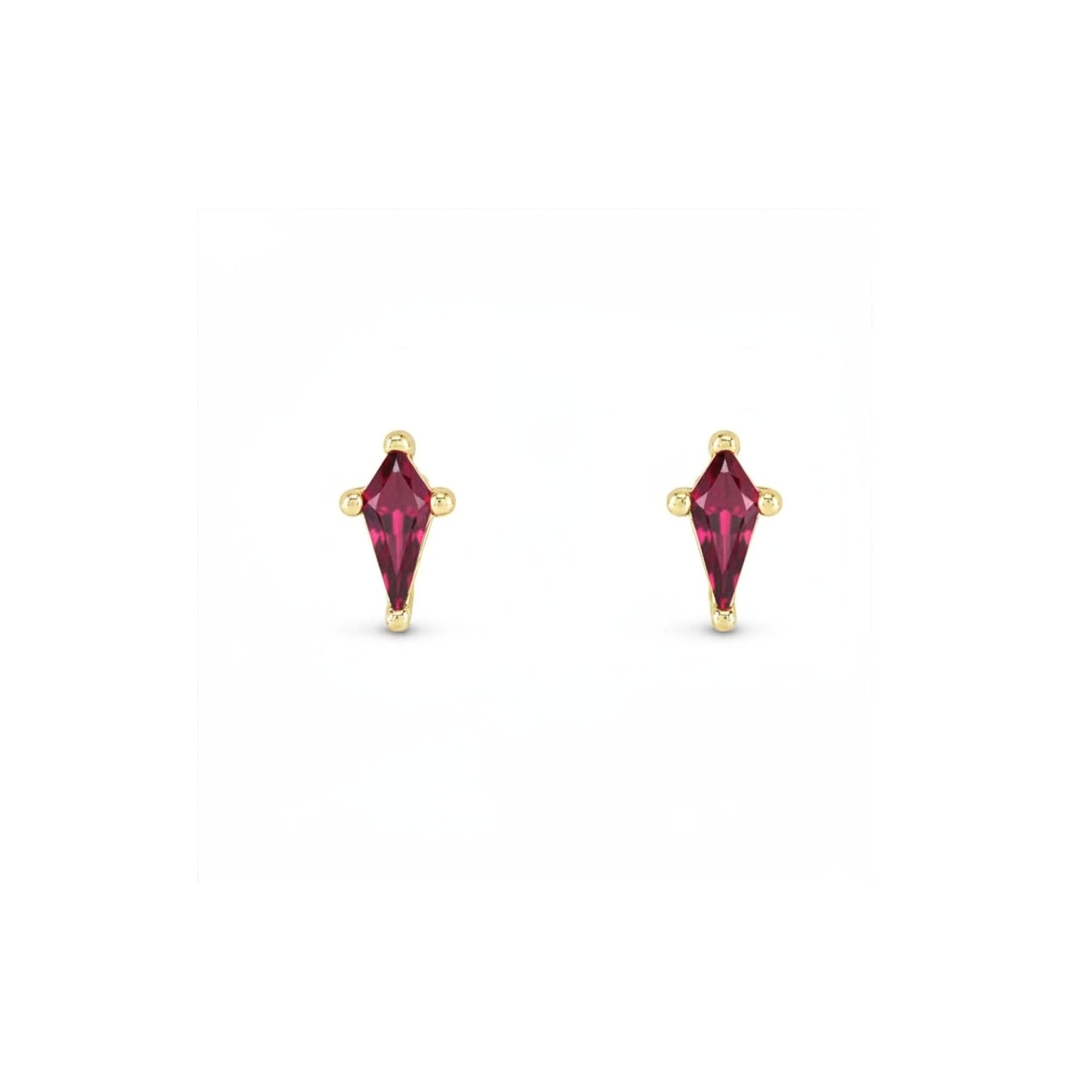 Kite Cut Gemstone Stud Earrings in Solid 14K Gold - Camille Jewelry