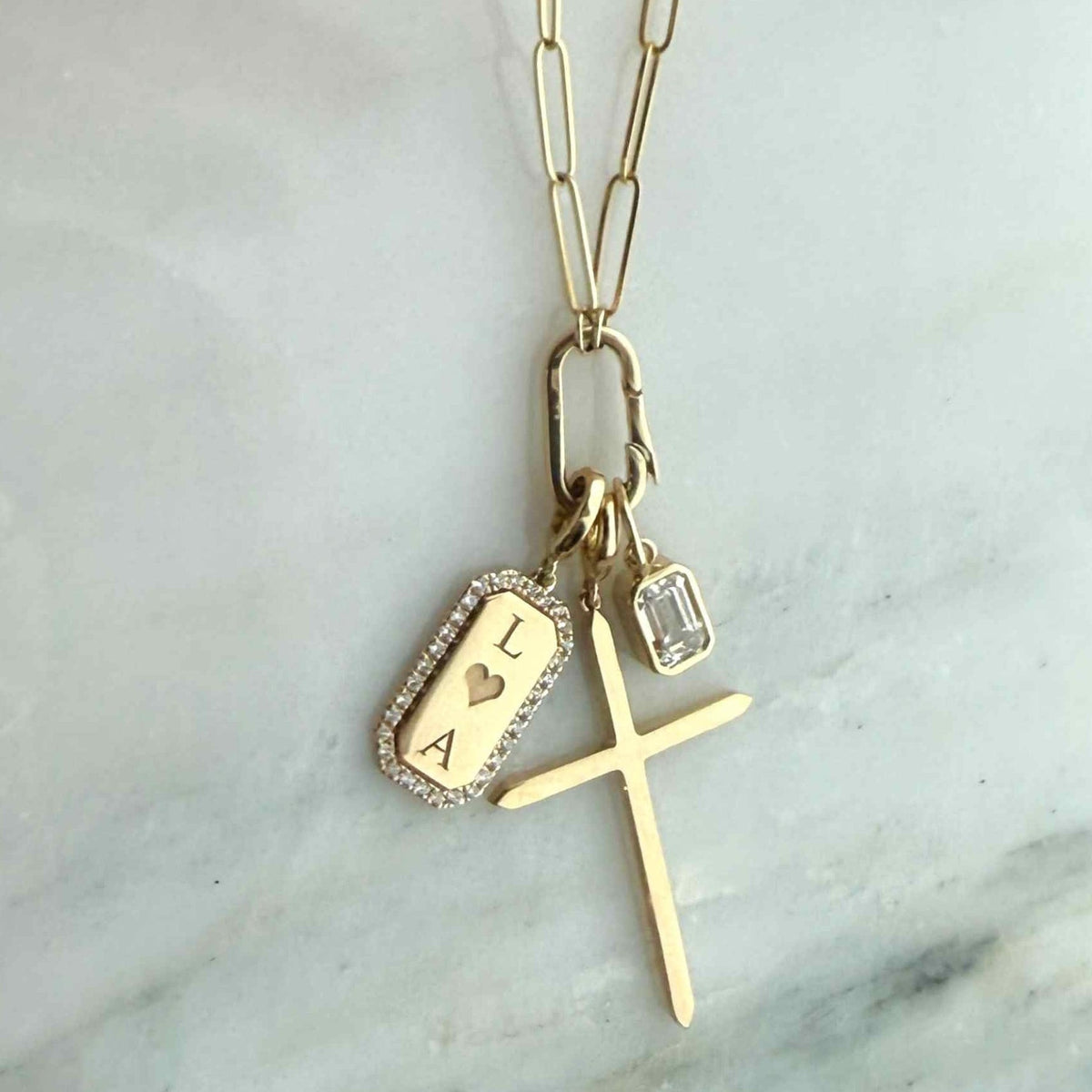 Lab Grown Diamond Charm in Solid 14K Gold - Camille Jewelry