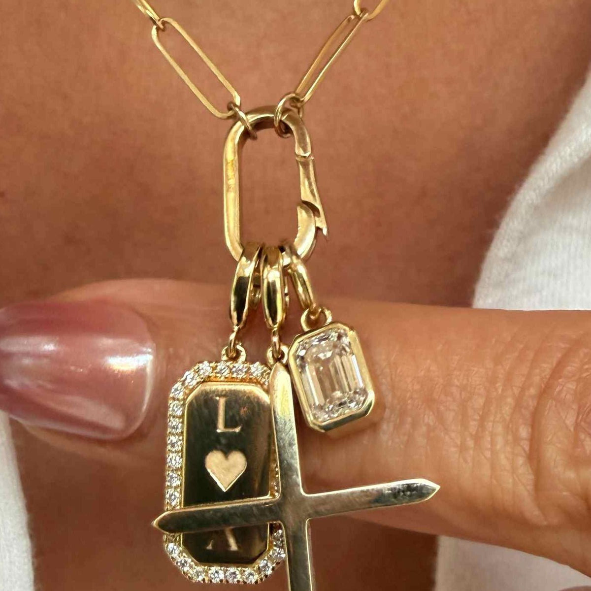 Lab Grown Diamond Charm in Solid 14K Gold - Camille Jewelry