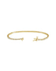 Open clasp detail of a lab grown diamond tennis bracelet in 14K yellow gold on a white background by Camille Jewelry