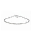 Lab grown diamond tennis bracelet in 14K white gold on a white background by Camille Jewelry