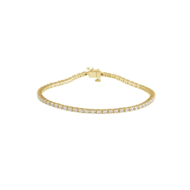 Lab grown diamond tennis bracelet in solid 14K gold, a luxury push present by Camille Jewelry