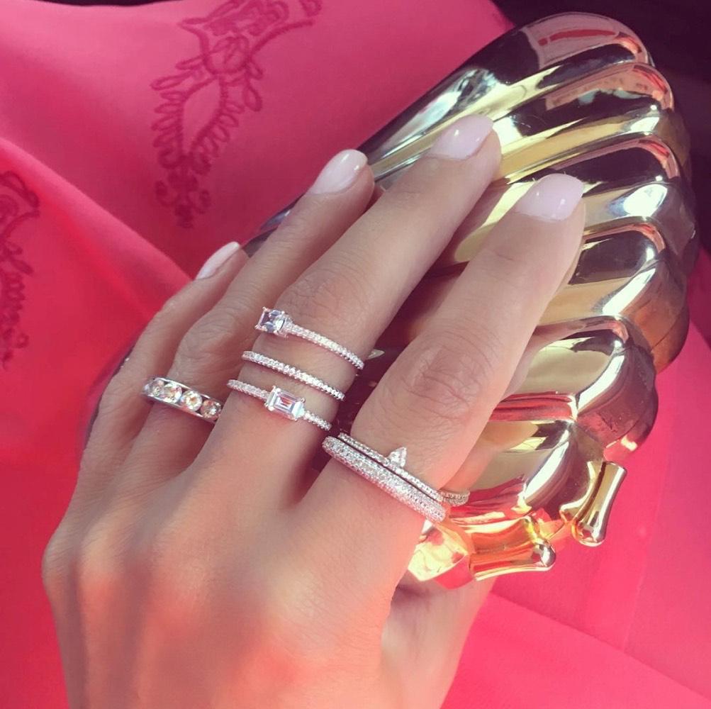 Layered Silver Baguette Ring Band – Pavé Statement Jewelry - Camille Jewelry