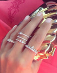 Layered Silver Baguette Ring Band – Pavé Statement Jewelry - Camille Jewelry