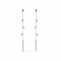 Linear earrings dangle charm backs in Sterling silver with trillion cubic zirconia on a white background by Camille Jewelry