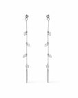 Linear earrings dangle charm backs in Sterling silver with trillion cubic zirconia on a white background by Camille Jewelry