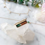 14K Yellow Gold Diamond Bar Tourmaline Gemstone Ring On A Quartz Display- Camille Jewelry