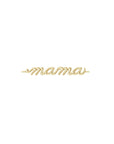 14K yellow gold petite script Mama Bracelet on a white background Camille Jewelry
