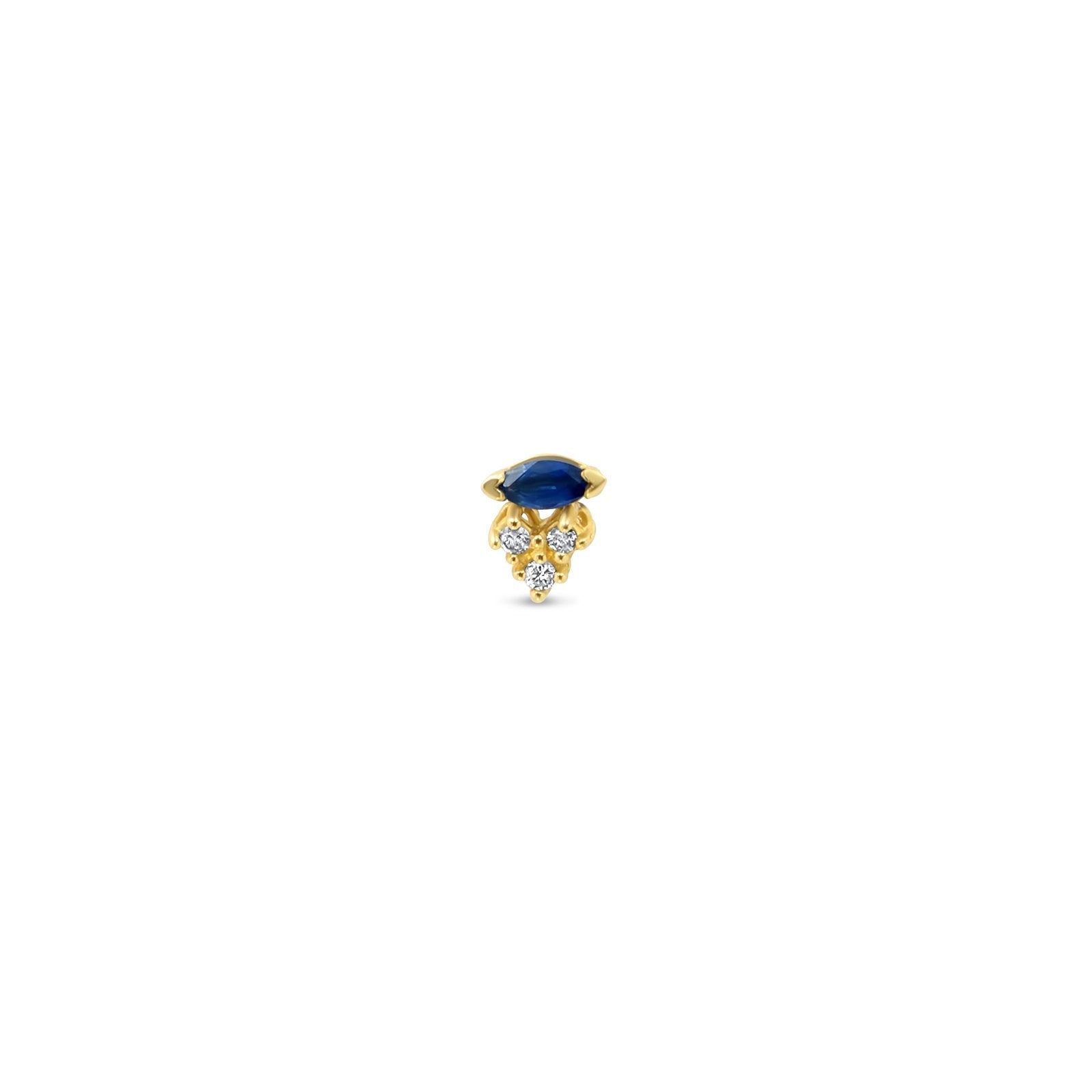 Marquise Diamond Stud Earring– Ruby or Sapphire with Diamond Accents - Camille Jewelry