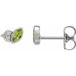 Marquise &amp; Diamond Stud Earrings (Gemstone variety) - Camille Jewelry