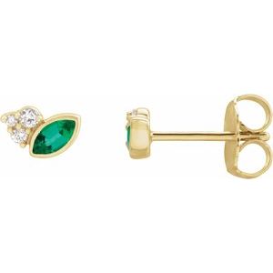 Marquise &amp; Diamond Stud Earrings (Gemstone variety) - Camille Jewelry