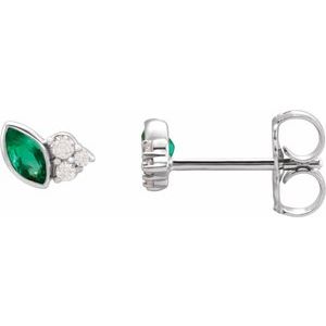 Marquise &amp; Diamond Stud Earrings (Gemstone variety) - Camille Jewelry