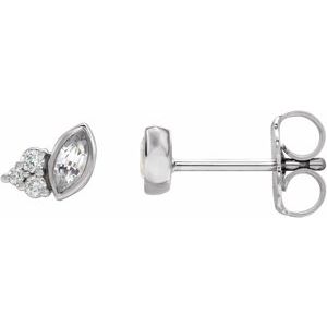 Marquise &amp; Diamond Stud Earrings (Gemstone variety) - Camille Jewelry
