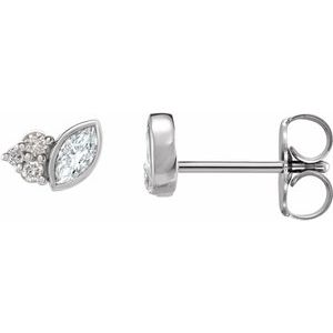 Marquise &amp; Diamond Stud Earrings (Gemstone variety) - Camille Jewelry