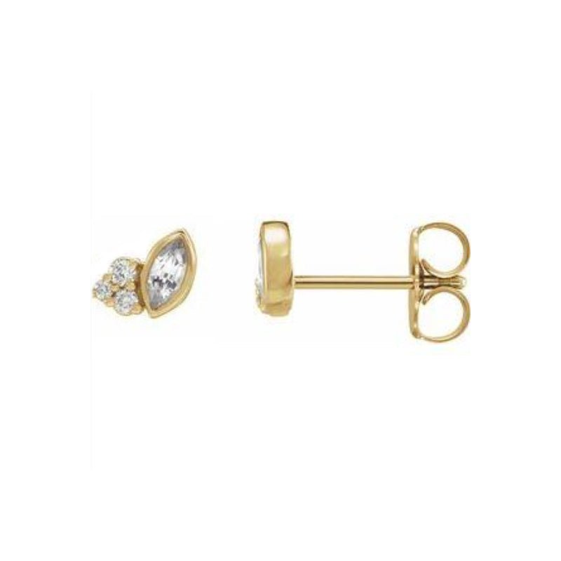 Marquise &amp; Diamond Stud Earrings (Gemstone variety) - Camille Jewelry