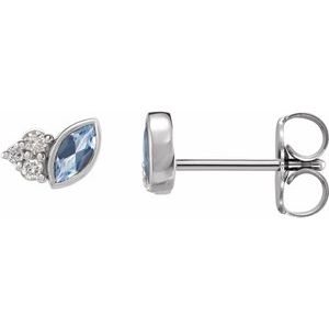 Marquise &amp; Diamond Stud Earrings (Gemstone variety) - Camille Jewelry