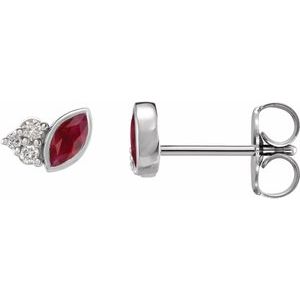 Marquise &amp; Diamond Stud Earrings (Gemstone variety) - Camille Jewelry