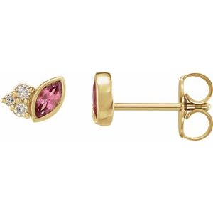 Marquise &amp; Diamond Stud Earrings (Gemstone variety) - Camille Jewelry