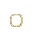 Pavé Gold plated Square Ring in sterling silver top view on a white background - Camille Jewelry