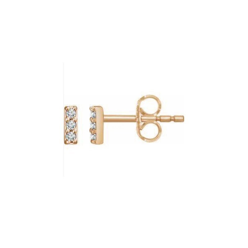 Mini Diamond Bar Stud Earrings in 14K Gold with Lab Created Diamonds - Camille Jewelry