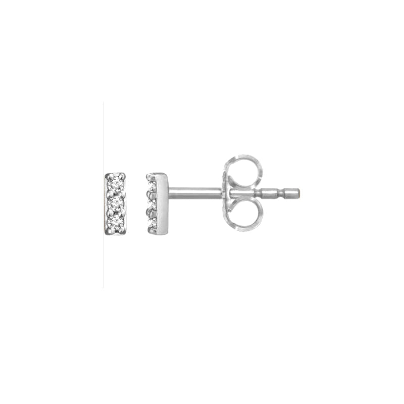 Mini Diamond Bar Stud Earrings in 14K Gold with Lab Created Diamonds - Camille Jewelry