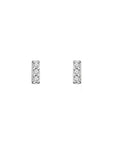 14K white gold Small Diamond Bar Stud Earrings on a white background - Camille Jewelry