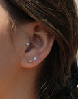 Mini Marquise Diamond Stud Earrings on model- Camille Jewelry