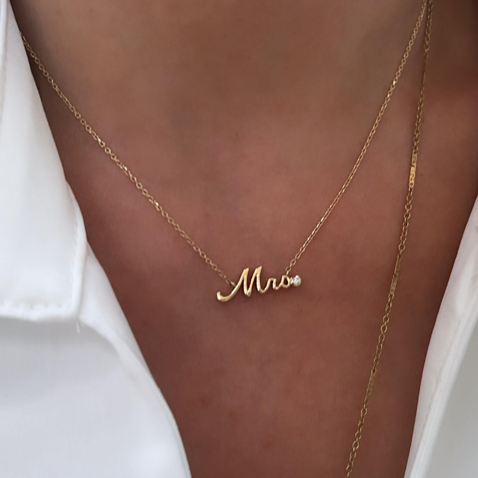 Mrs. Diamond Accent Nameplate Necklace - Camille Jewelry