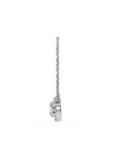14K White Gold Natural Diamond French Halo Solitaire Necklace Side View- Camille Jewelry