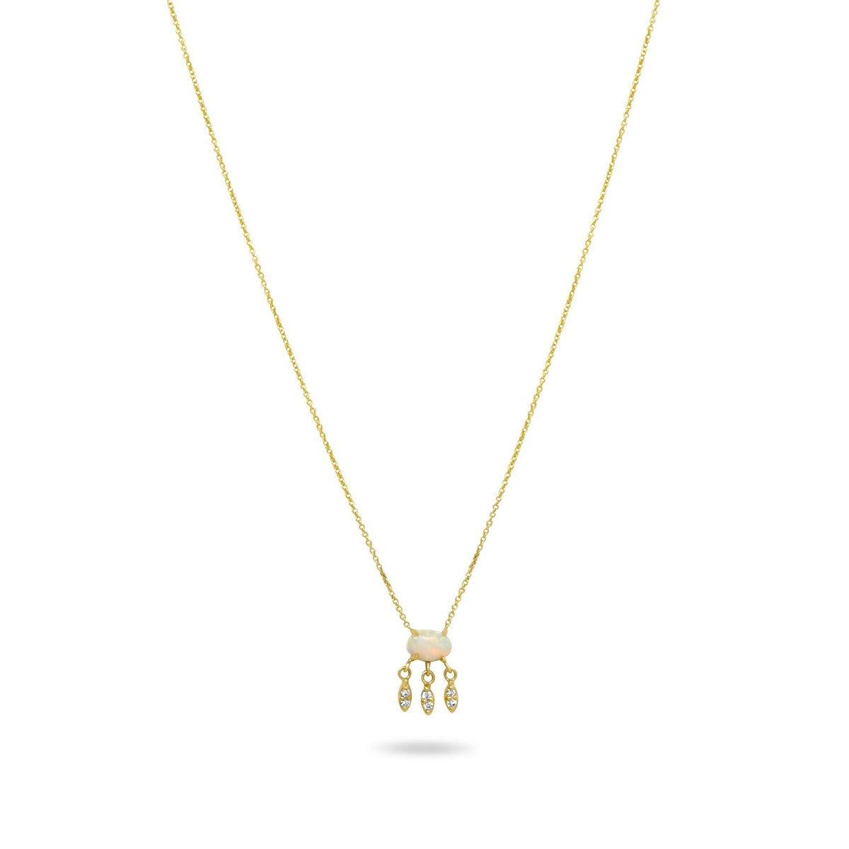 Opal & Diamond Charm Necklace - Camille Jewelry