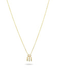 14K Yellow Gold Opal & Diamond Charm Necklace On White Background- Camille Jewelry