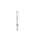 Oval charm holder necklace in 14K white gold with a hinged oval pendant on a white background side view by Camille Jewelry