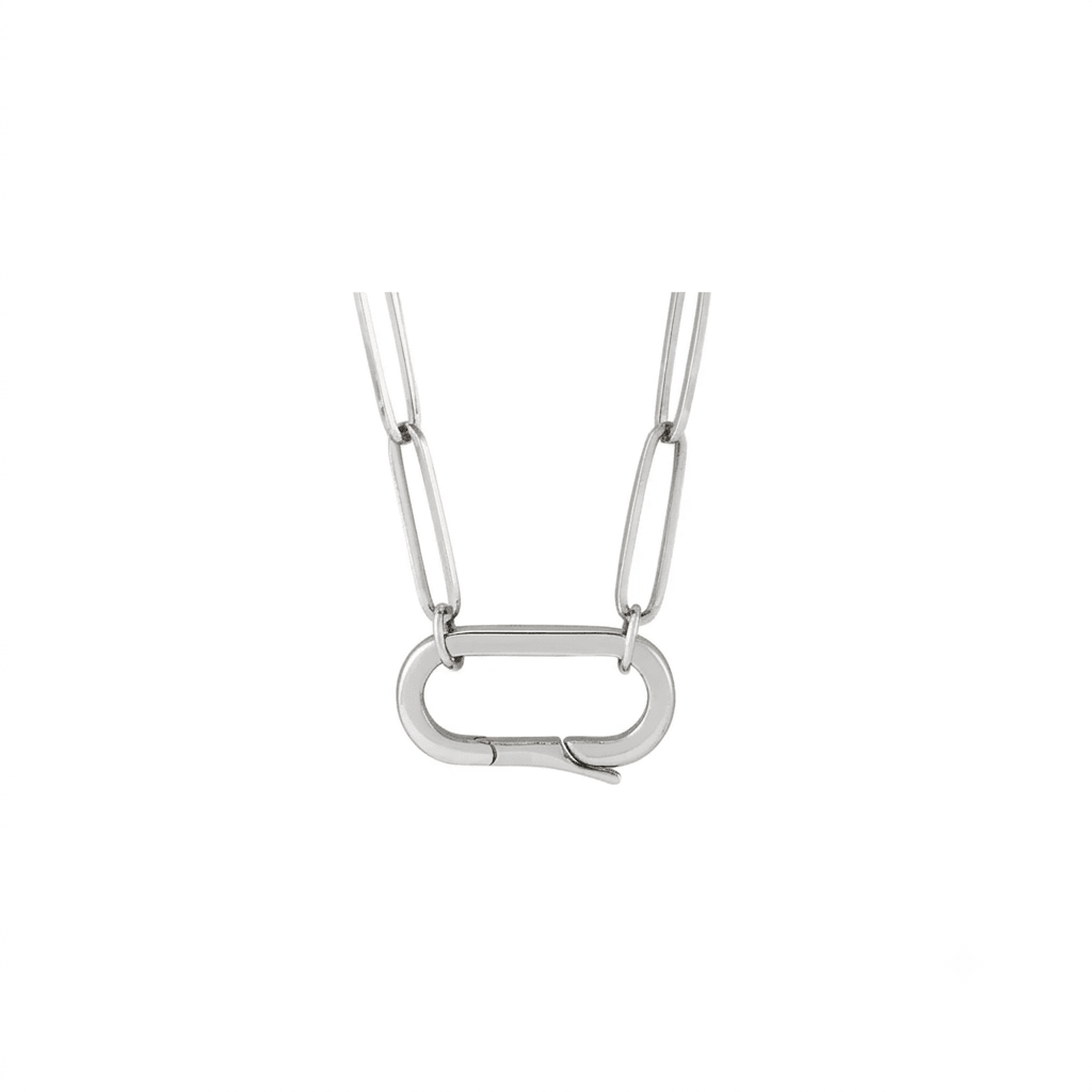 Oval Charm Holder Necklace in Solid 14K Gold - Camille Jewelry