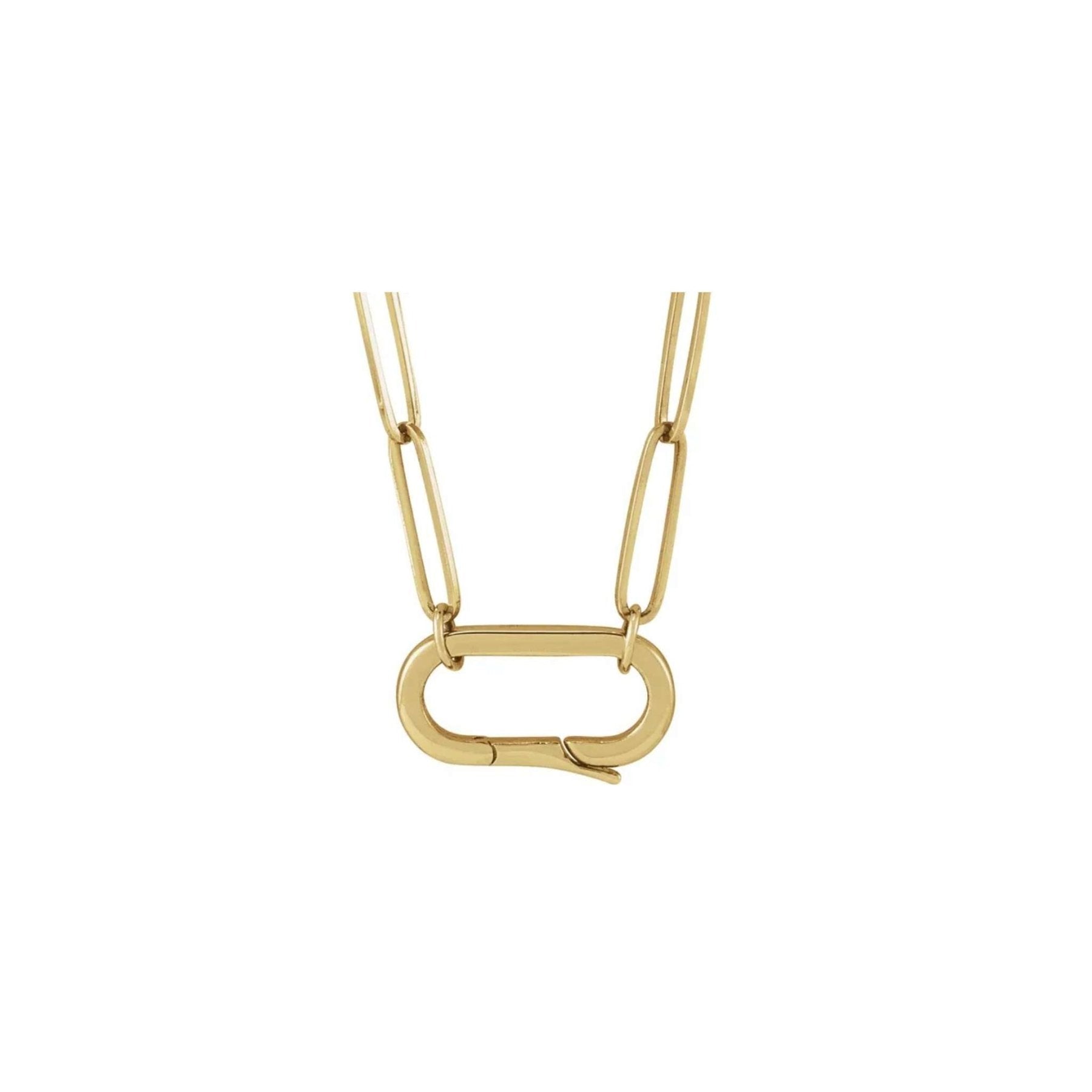 Oval Charm Holder Necklace in Solid 14K Gold - Camille Jewelry