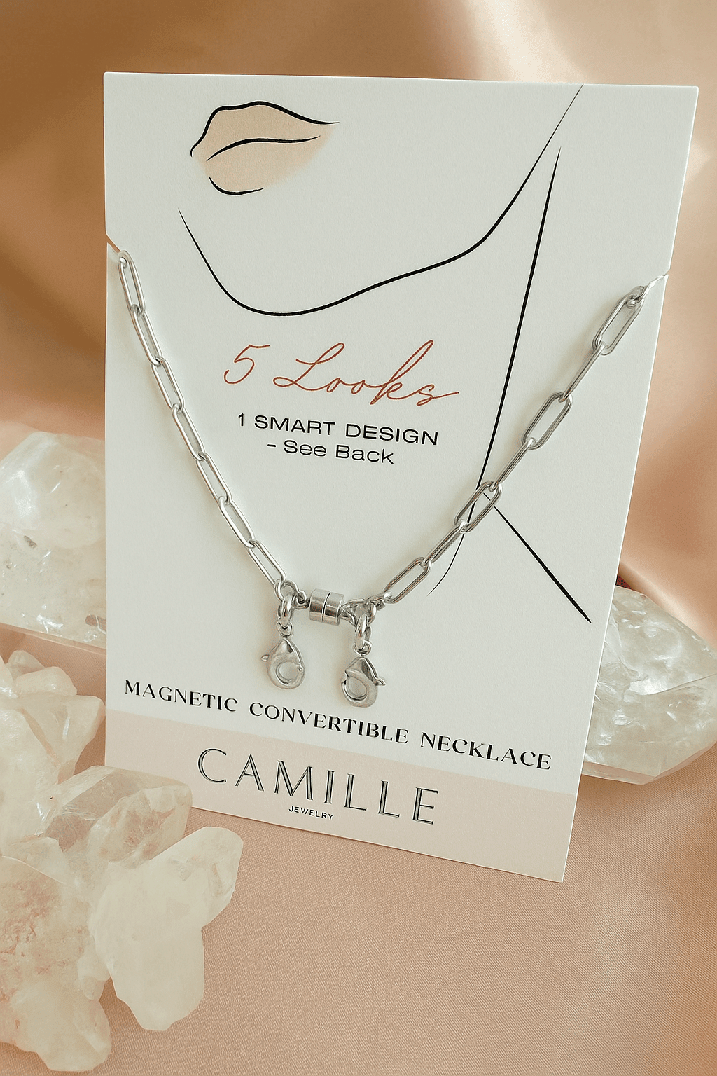 Paperclip Chain Necklace with Eyeglass Chain Connectors - Camille Jewelry