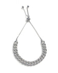 Sterling Silver Curb Pave Chain Link Bracelet on a white background- Camille Jewelry