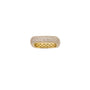 Pavé square ring in 14K gold plated sterling silver with cubic zirconia on a white background by Camille Jewelry