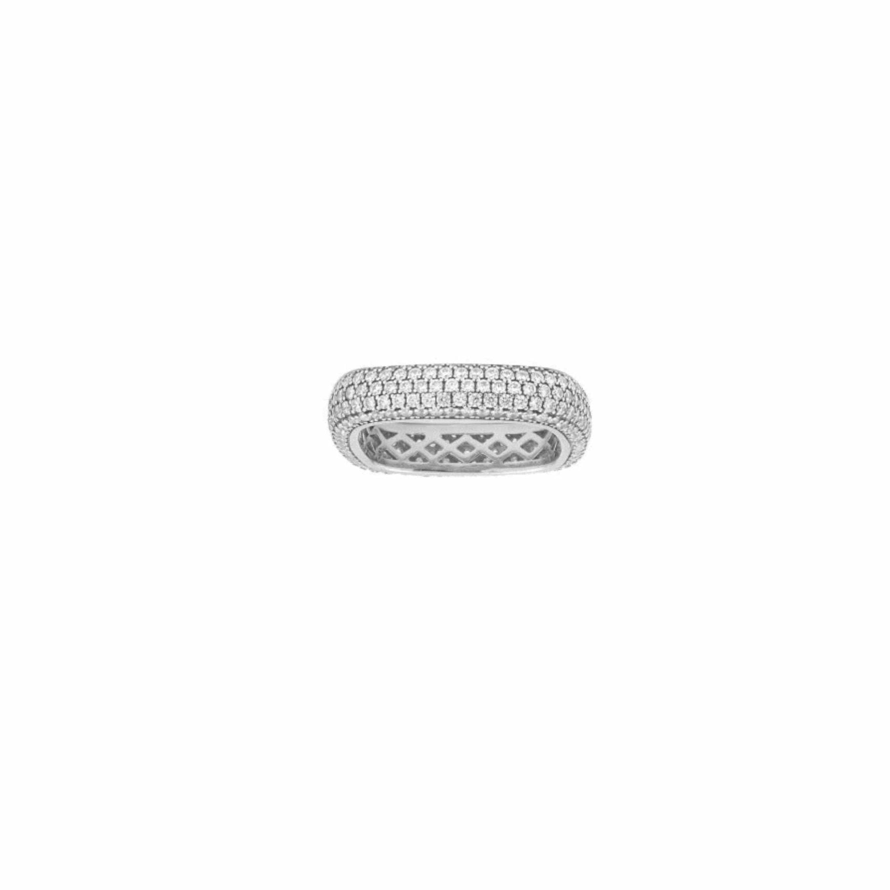 Pavé Square Ring in 14K Gold and Sterling Silver - Medium - Camille Jewelry