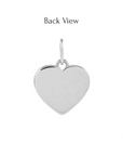 Back view of a heart shaped paw print charm in 14K yellow gold plain by Camille Jewelry