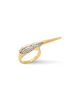 Phoenix Pave Gold Bird Beak Crossover Ring On White Background - Camille Jewelry