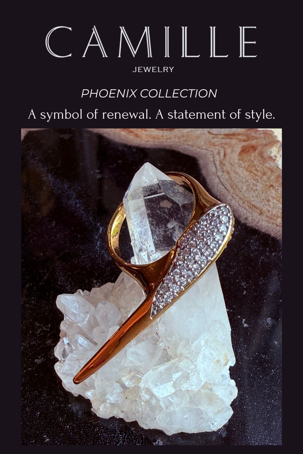 Phoenix Beak Gold Crossover Ring - Camille Jewelry