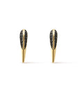 Phoenix Bird Beak Black Spinel Stud Earrings On a white background- Camille Jewelry