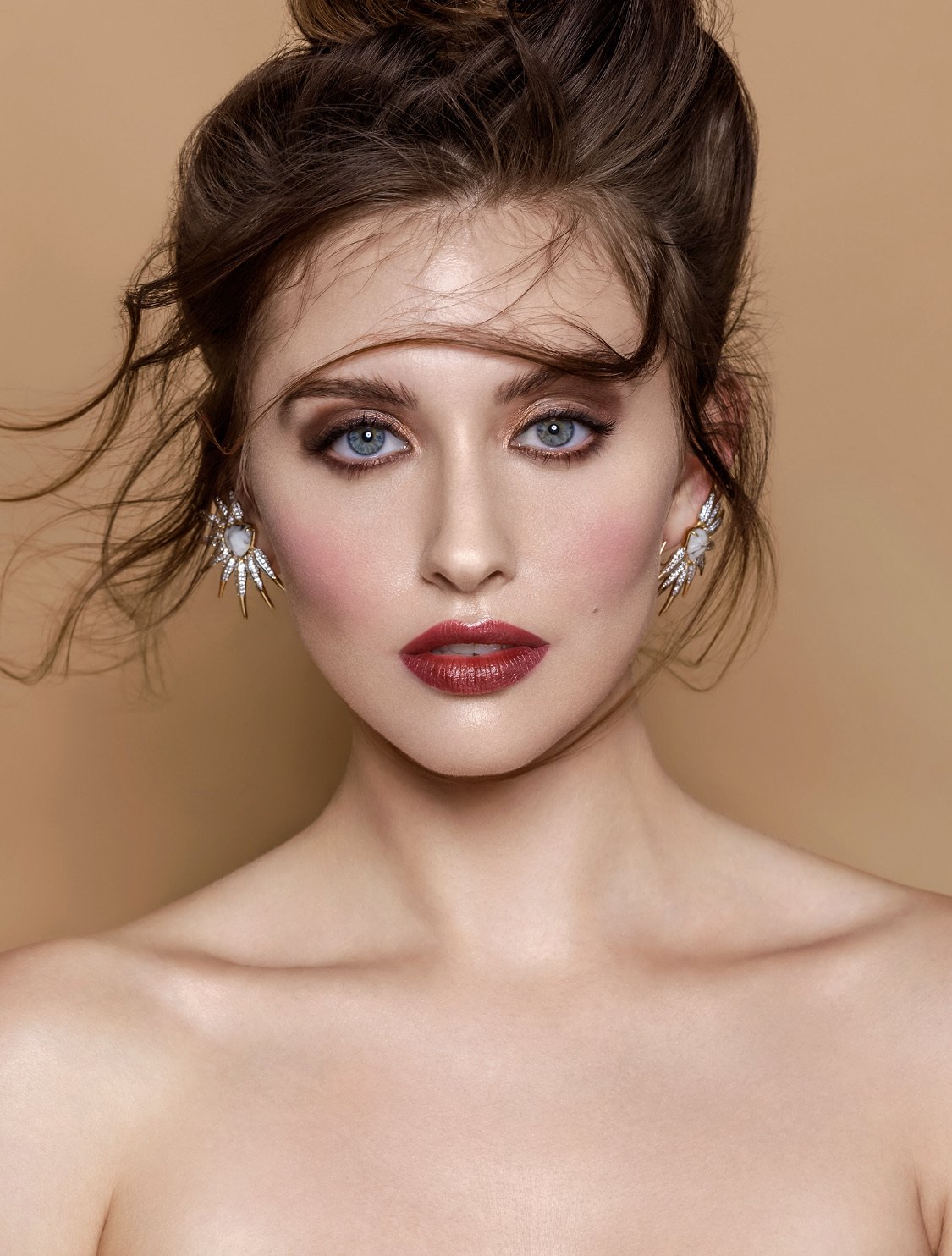 Phoenix Ear Wing Earrings – Gold-Plated Jasper Statement Jewelry - Camille Jewelry