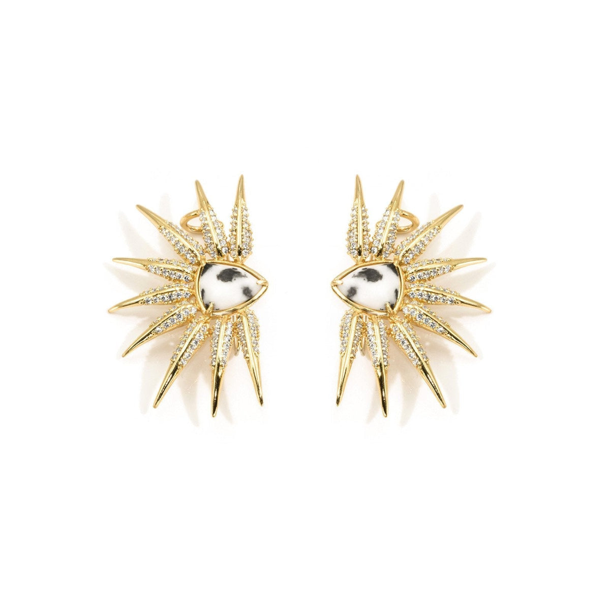 Phoenix Ear Wing Earrings – Gold-Plated Jasper Statement Jewelry - Camille Jewelry