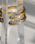 Phoenix bird beak gold stackable pave rings | Camille Jewelry
