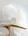 Phoenix bird beak crossover gold pave ring | Camille Jewelry