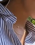 model wearing snake chain convertible necklace for eyewear | Camille Jewelry