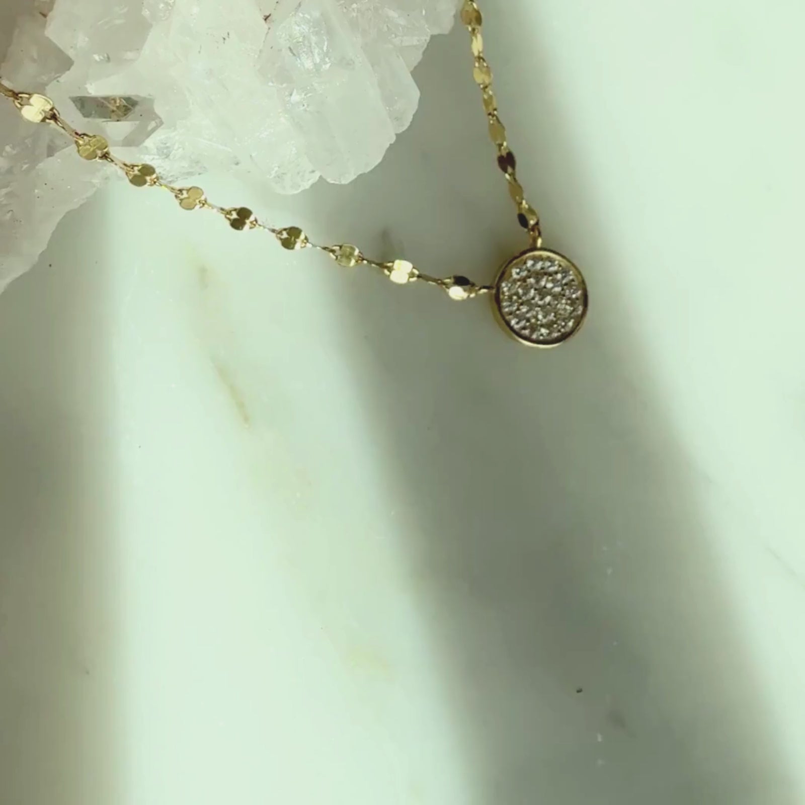pave diamond necklace with fancy chain video | Camille Jewelry