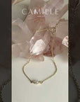 Video of Marquise Diamond Bracelet in gold with 1/4 CTW lab-grown diamonds, dainty fine jewelry design by Camille Jewelry, showing sparkle and movement.